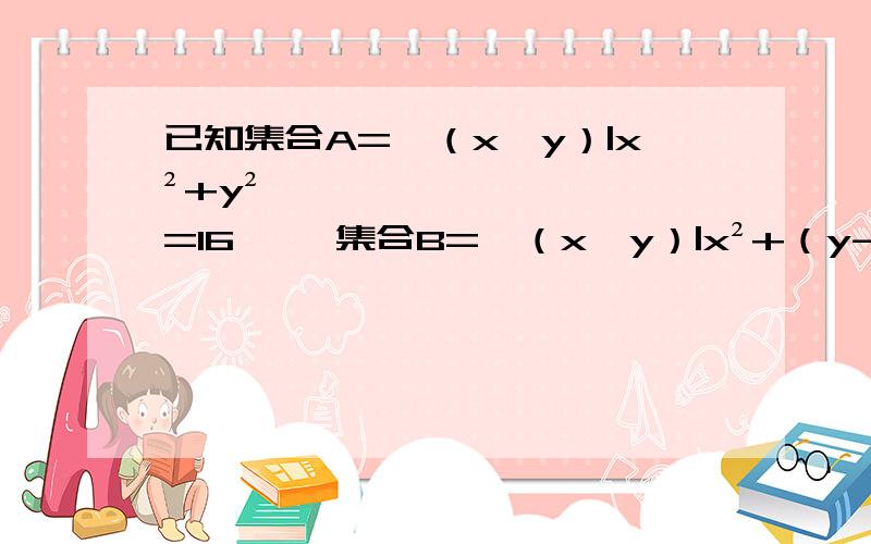 已知集合A={（x,y）|x²+y²=16} ,集合B={（x,y）|x²+（y-2）²=a-1}.若A∩B=ͦ如题,求讲解.