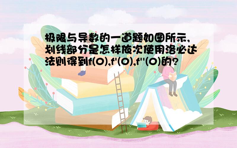 极限与导数的一道题如图所示,划线部分是怎样依次使用洛必达法则得到f(0),f'(0),f''(0)的?