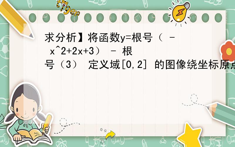 求分析】将函数y=根号（ - x^2+2x+3） - 根号（3） 定义域[0,2] 的图像绕坐标原点逆时针将函数y=根号下（ - x^2+2x+3） - 根号（3） 定义域[0,2] 的图像绕坐标原点逆时针旋转α（α为锐角）若所得曲