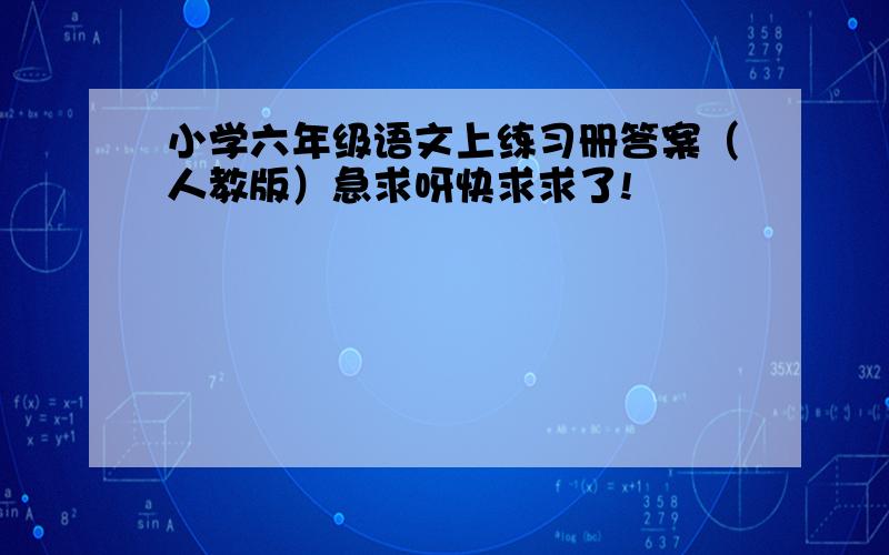 小学六年级语文上练习册答案（人教版）急求呀快求求了!