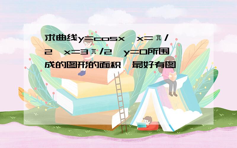 求曲线y=cosx,x=π/2,x=3π/2,y=0所围成的图形的面积,最好有图