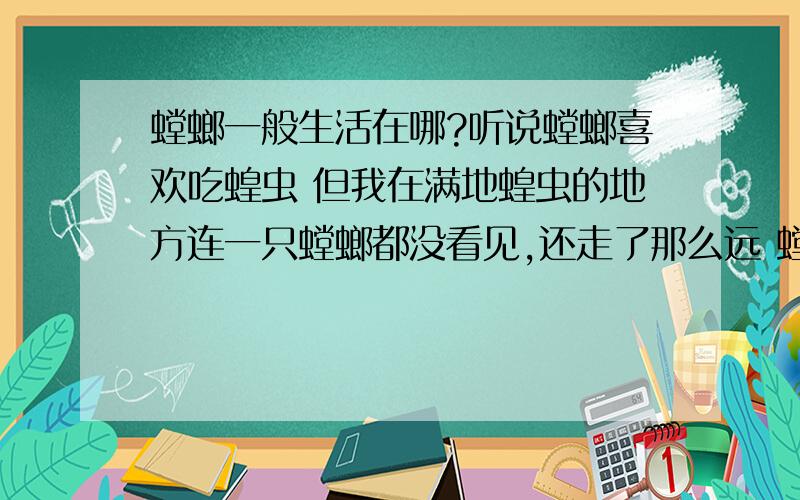 螳螂一般生活在哪?听说螳螂喜欢吃蝗虫 但我在满地蝗虫的地方连一只螳螂都没看见,还走了那么远 螳螂在哪可以看见?