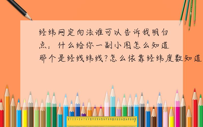 经纬网定向法谁可以告诉我明白点：什么给你一副小图怎么知道那个是经线纬线?怎么依靠经纬度数知道是哪半球?