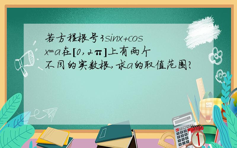 若方程根号3sinx+cosx=a在[0,2π]上有两个不同的实数根,求a的取值范围?