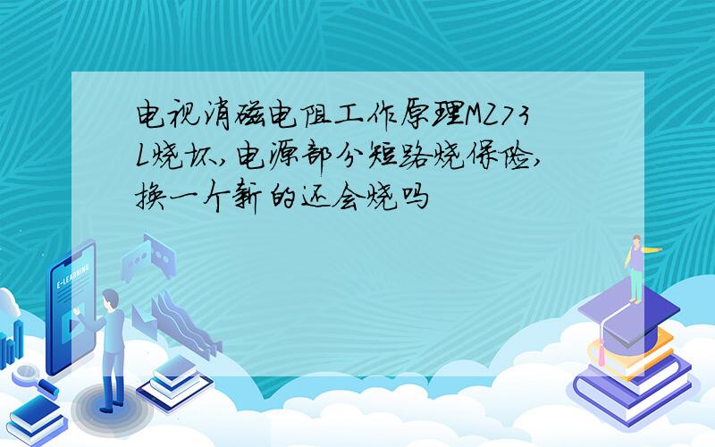 电视消磁电阻工作原理MZ73L烧坏,电源部分短路烧保险,换一个新的还会烧吗