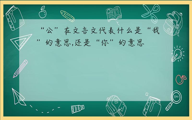 “公”在文言文代表什么是“我”的意思,还是“你”的意思