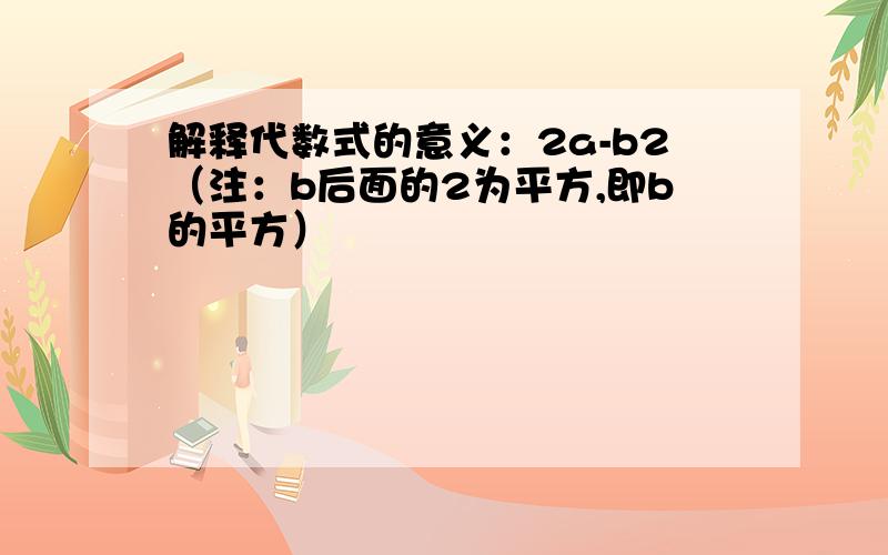 解释代数式的意义：2a-b2（注：b后面的2为平方,即b的平方）