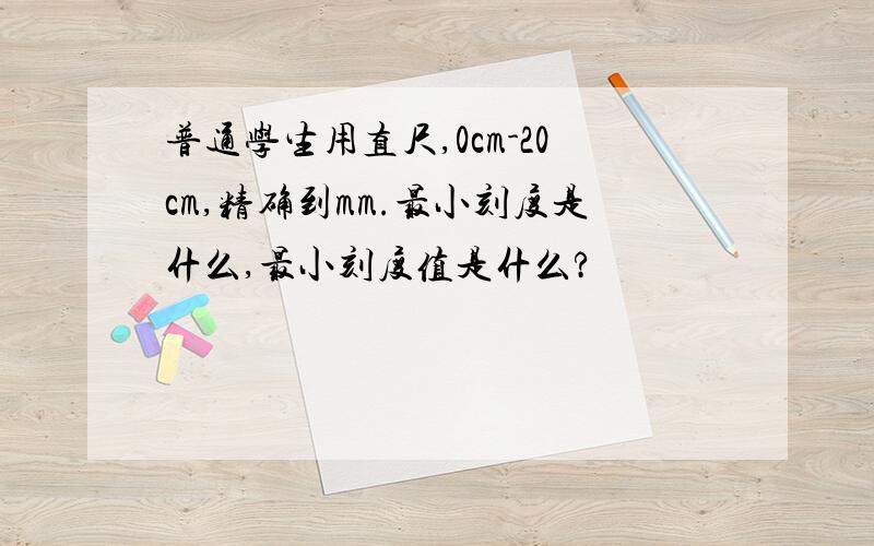 普通学生用直尺,0cm-20cm,精确到mm.最小刻度是什么,最小刻度值是什么?