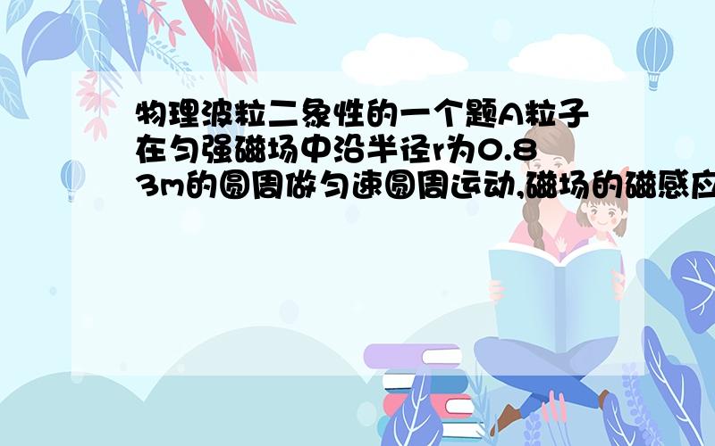 物理波粒二象性的一个题A粒子在匀强磁场中沿半径r为0.83m的圆周做匀速圆周运动,磁场的磁感应强度为0.25T,A粒子电荷量为2e.求A粒子的德布罗意波长?