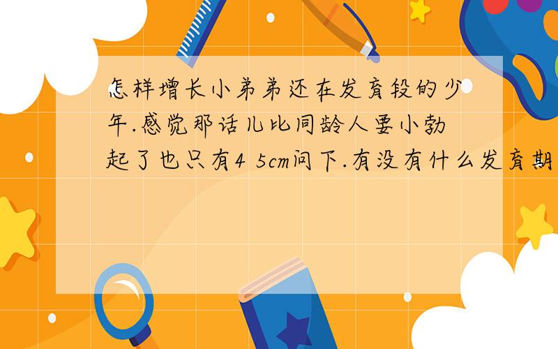 怎样增长小弟弟还在发育段的少年.感觉那话儿比同龄人要小勃起了也只有4 5cm问下.有没有什么发育期要注意的.呃.我是纯情高中生的说.开无聊玩笑的家伙讨厌的说.呃,又量了下.从睾丸处算起