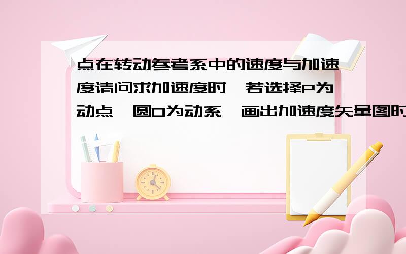 点在转动参考系中的速度与加速度请问求加速度时,若选择P为动点,圆O为动系,画出加速度矢量图时,哪些要分解为切向和法向加速度,这个要怎么判断?