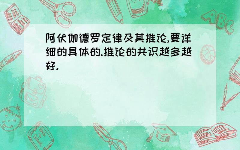 阿伏伽德罗定律及其推论,要详细的具体的.推论的共识越多越好.