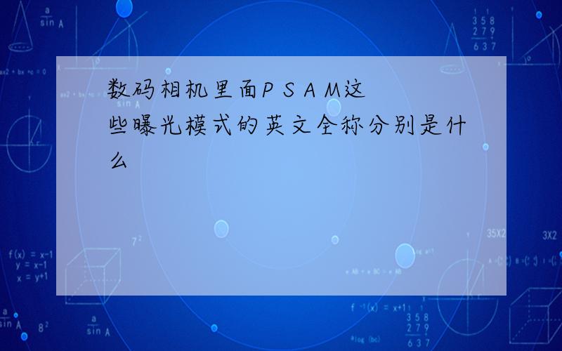 数码相机里面P S A M这些曝光模式的英文全称分别是什么