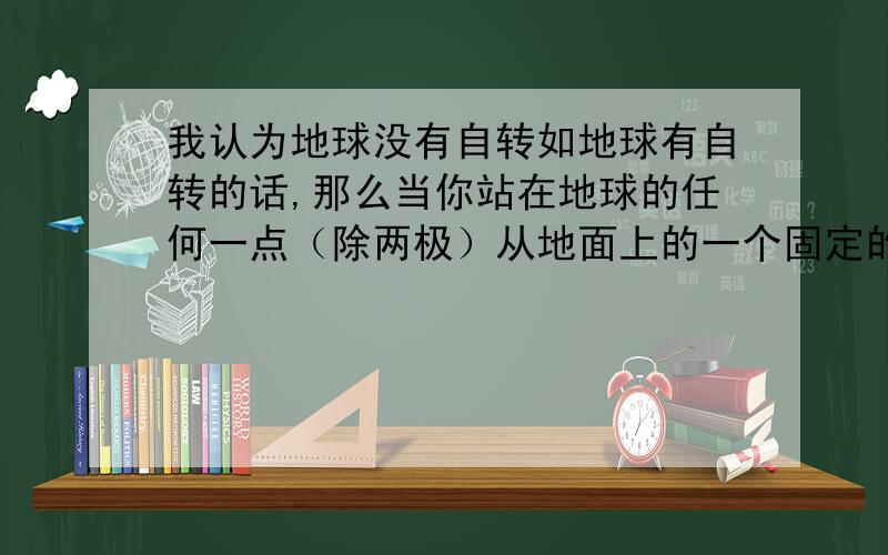 我认为地球没有自转如地球有自转的话,那么当你站在地球的任何一点（除两极）从地面上的一个固定的点垂直地拿起一个东西然后松手,让它落下的时候,它不应该还是落在那个固定的点啊!它