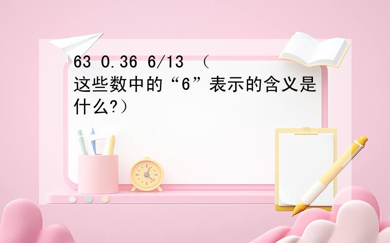 63 0.36 6/13 （这些数中的“6”表示的含义是什么?）