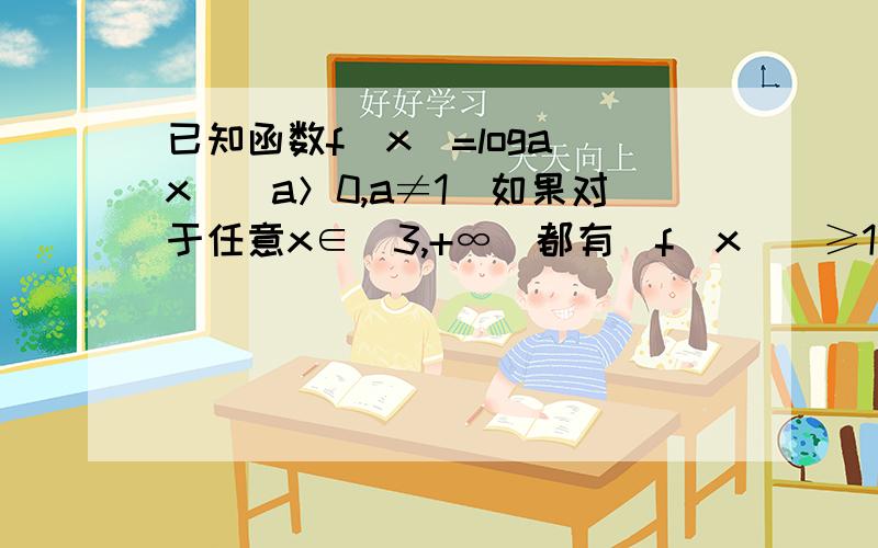 已知函数f(x)=loga（x）（a＞0,a≠1）如果对于任意x∈[3,+∞)都有|f(x)|≥1成立,试求a的取值范围 请给出具体过程!