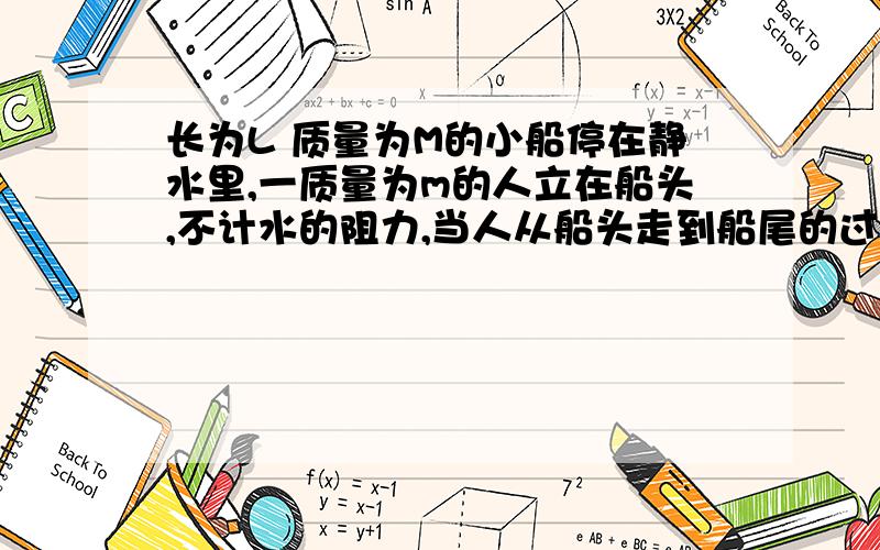 长为L 质量为M的小船停在静水里,一质量为m的人立在船头,不计水的阻力,当人从船头走到船尾的过程中,人和船对地面的位移各是多少?