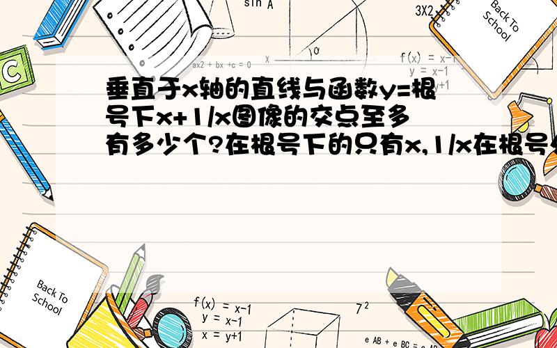 垂直于x轴的直线与函数y=根号下x+1/x图像的交点至多有多少个?在根号下的只有x,1/x在根号外