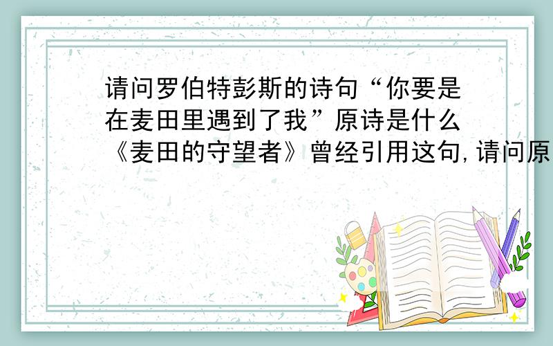 请问罗伯特彭斯的诗句“你要是在麦田里遇到了我”原诗是什么《麦田的守望者》曾经引用这句,请问原诗是什么?