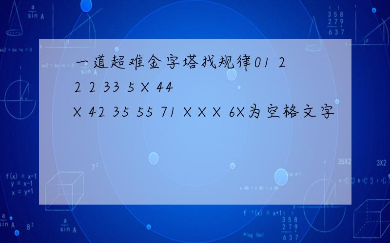 一道超难金字塔找规律01 22 2 33 5 X 44 X 42 35 55 71 X X X 6X为空格文字