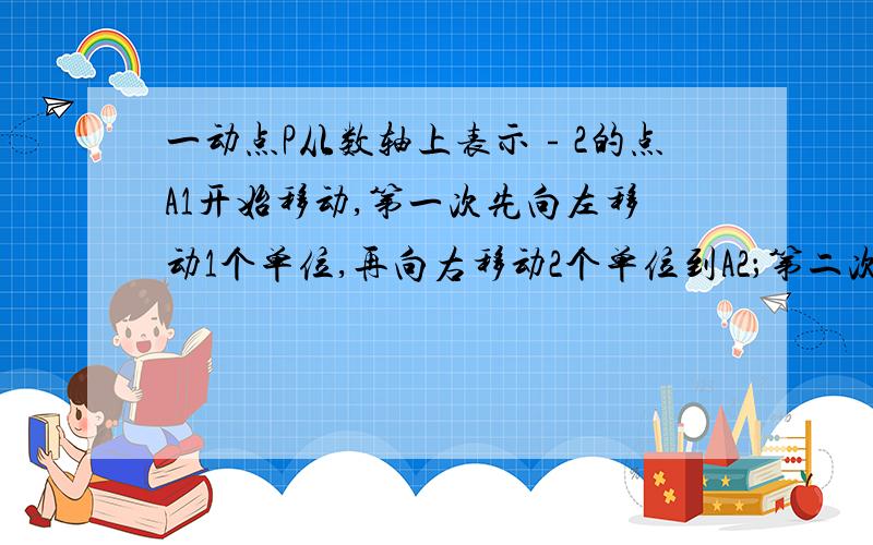 一动点P从数轴上表示﹣2的点A1开始移动,第一次先向左移动1个单位,再向右移动2个单位到A2；第二次从点A2向左移动3个单位,再向右移动4个单位到达点A3；第三次从点A3向左移动5个单位,再向右