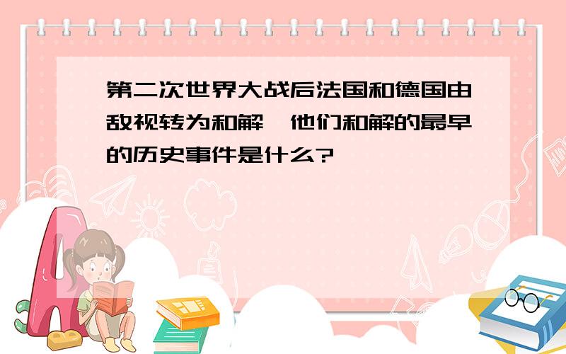 第二次世界大战后法国和德国由敌视转为和解,他们和解的最早的历史事件是什么?