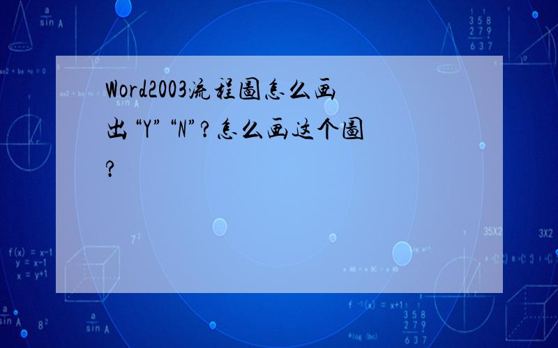 Word2003流程图怎么画出“Y”“N”?怎么画这个图?