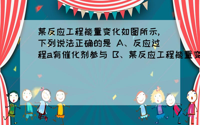 某反应工程能量变化如图所示,下列说法正确的是 A、反应过程a有催化剂参与 B、某反应工程能量变化如图所示,下列说法正确的是A、反应过程a有催化剂参与          B、该反应为放热反应,热效