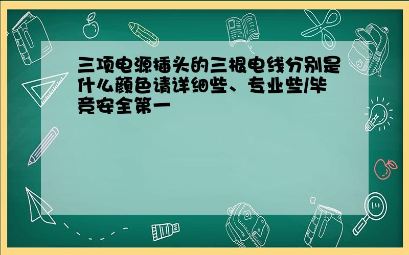 三项电源插头的三根电线分别是什么颜色请详细些、专业些/毕竞安全第一