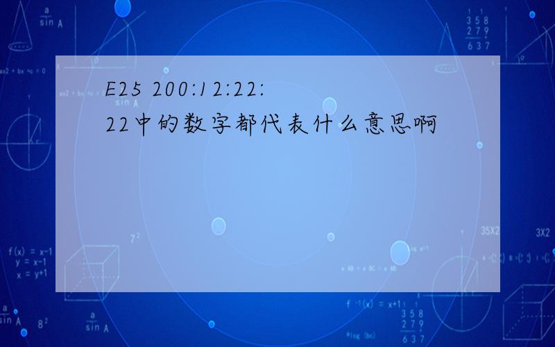 E25 200:12:22:22中的数字都代表什么意思啊