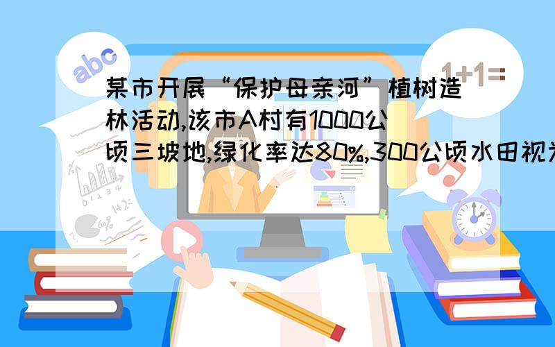 某市开展“保护母亲河”植树造林活动,该市A村有1000公顷三坡地,绿化率达80%,300公顷水田视为已绿化,河坡绿化面积达20%,目前A村所有土地的绿化率为60%,求河坡地有多少公顷?(提示：A村所有土