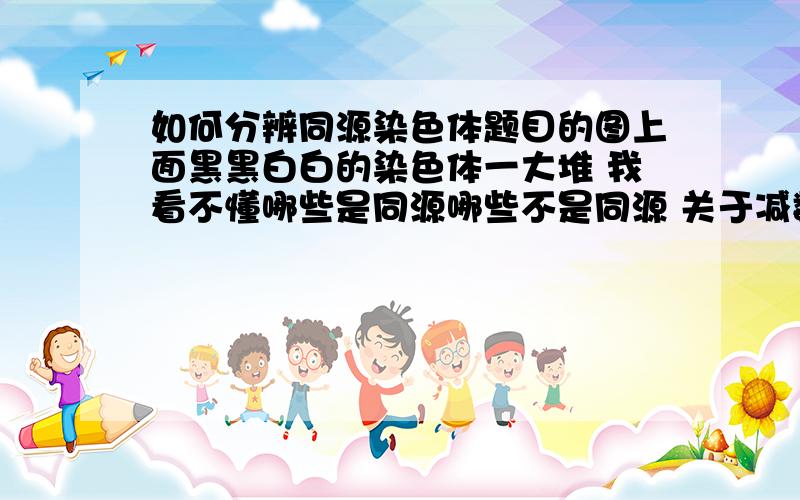 如何分辨同源染色体题目的图上面黑黑白白的染色体一大堆 我看不懂哪些是同源哪些不是同源 关于减数分裂判断的识图题 有什么高招告诉我例如这个图    甲乙丙分别什么时期是什么？  它