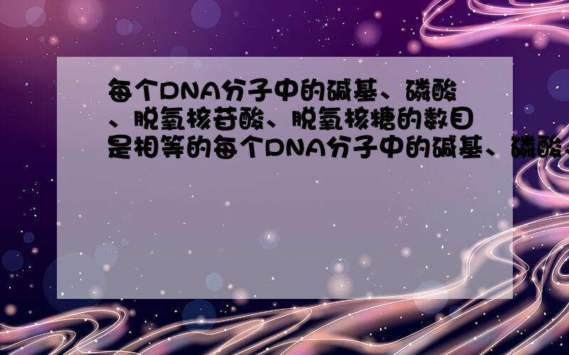 每个DNA分子中的碱基、磷酸、脱氧核苷酸、脱氧核糖的数目是相等的每个DNA分子中的碱基、磷酸、脱氧核苷酸、脱氧核糖的数目是相等的,为什么是对的?DNA分子都一样长?