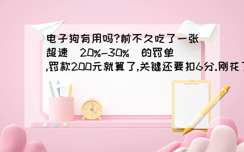 电子狗有用吗?前不久吃了一张超速（20%-30%）的罚单,罚款200元就算了,关键还要扣6分.刚花了399买了一任我行的电子狗,