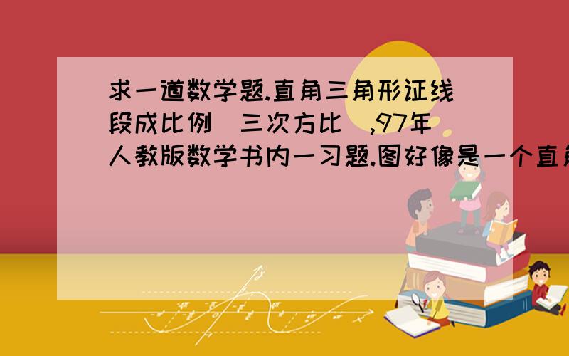 求一道数学题.直角三角形证线段成比例（三次方比）,97年人教版数学书内一习题.图好像是一个直角三角形,作斜边上的高,再从该垂足向一直角边再引垂线.证明线段之间成比例的题.某线段的