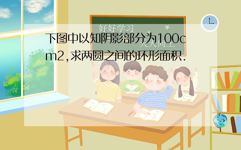 下图中以知阴影部分为100cm2,求两圆之间的环形面积.