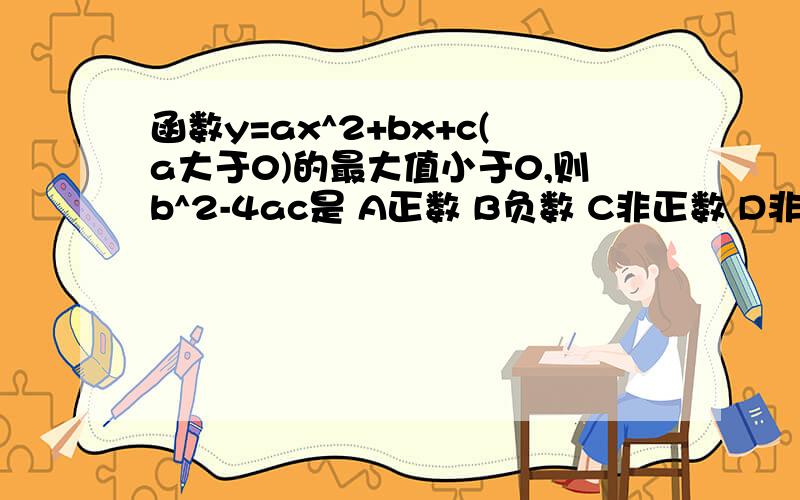 函数y=ax^2+bx+c(a大于0)的最大值小于0,则b^2-4ac是 A正数 B负数 C非正数 D非负数