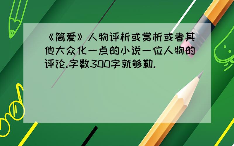 《简爱》人物评析或赏析或者其他大众化一点的小说一位人物的评论.字数300字就够勒.