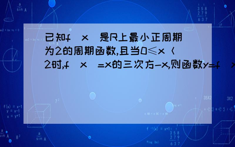 已知f(x)是R上最小正周期为2的周期函数,且当0≤x＜2时,f(x)=x的三次方-x,则函数y=f(x)的图像在区间[0,6]上与x轴的交点的个数为（ ）A.6 B.7 C.8 D.9