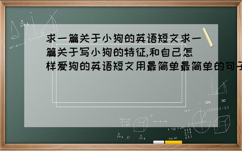 求一篇关于小狗的英语短文求一篇关于写小狗的特征,和自己怎样爱狗的英语短文用最简单最简单的句子和单词就可以了字数不用很多,只要可以在2分钟内朗读完了就可以了,不用多