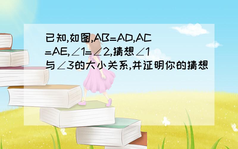 已知,如图,AB=AD,AC=AE,∠1=∠2,猜想∠1与∠3的大小关系,并证明你的猜想