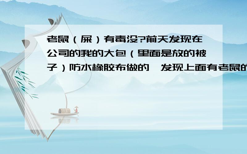 老鼠（屎）有毒没?前天发现在公司的我的大包（里面是放的被子）防水橡胶布做的,发现上面有老鼠的屎,打开里面一个边角也有点味道了,怎么办啊《被子还能不能用了啊,有传染病没啊?需要