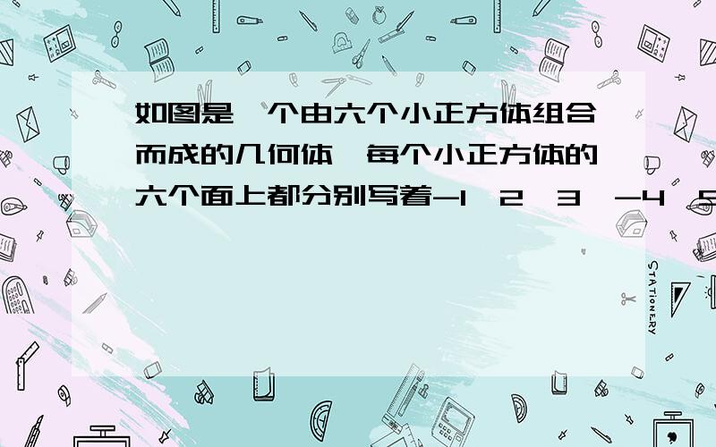 如图是一个由六个小正方体组合而成的几何体,每个小正方体的六个面上都分别写着-1,2,3,-4,5,-6六个数