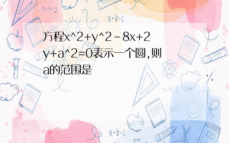 方程x^2+y^2-8x+2y+a^2=0表示一个圆,则a的范围是