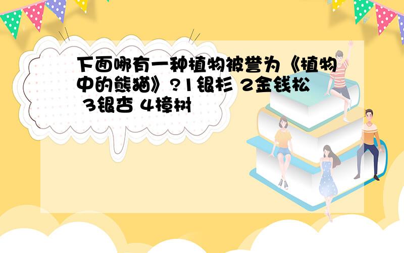 下面哪有一种植物被誉为《植物中的熊猫》?1银杉 2金钱松 3银杏 4樟树