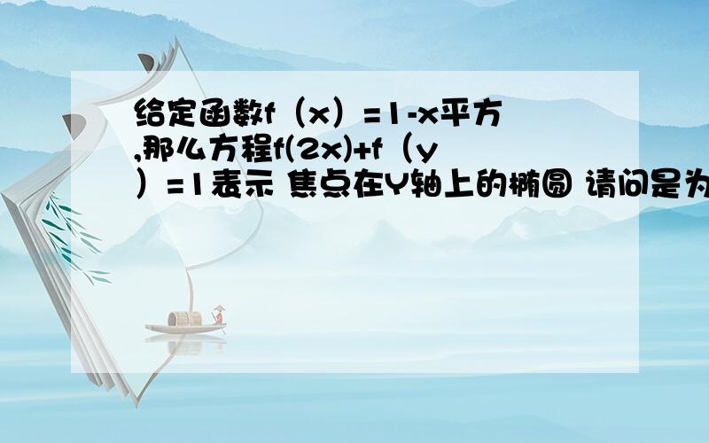 给定函数f（x）=1-x平方,那么方程f(2x)+f（y）=1表示 焦点在Y轴上的椭圆 请问是为什么啊?