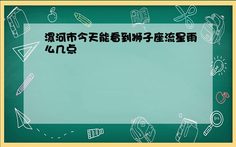 漯河市今天能看到狮子座流星雨么几点