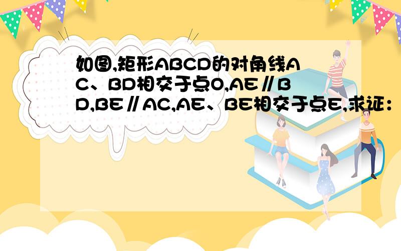 如图,矩形ABCD的对角线AC、BD相交于点O,AE∥BD,BE∥AC,AE、BE相交于点E,求证：四边形OAEB 的形状.（PS：ABCD是矩形,不是菱形,且问题是判断四边形OABE的形状.）