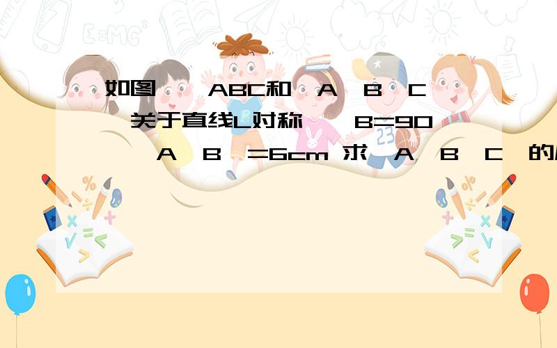 如图,△ABC和△A'B'C'关于直线L对称,∠B=90°,A'B'=6cm 求∠A'B'C'的度数和AB的长