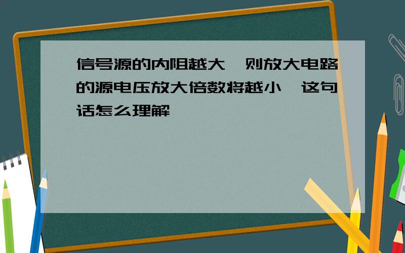 信号源的内阻越大,则放大电路的源电压放大倍数将越小,这句话怎么理解,